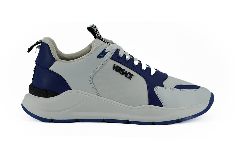 Versace Blue and White Calf Leather Sneakers - Ellie Belle