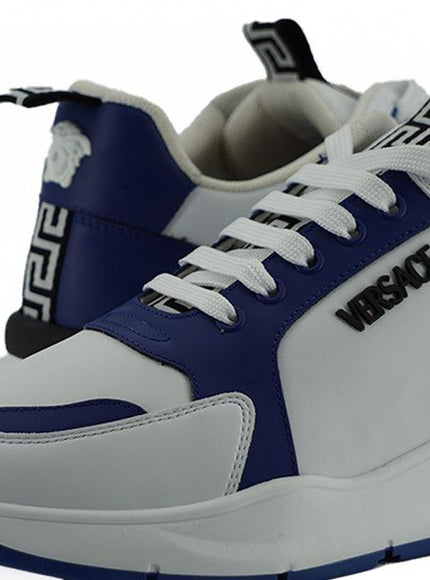 Versace Blue and White Calf Leather Sneakers - Ellie Belle