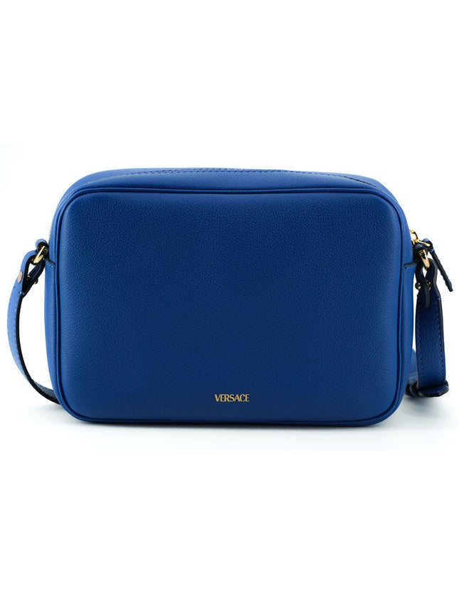 Versace Blue Calf Leather Camera Shoulder Bag - Ellie Belle