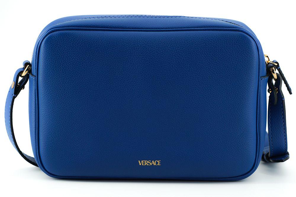 Versace Blue Calf Leather Camera Shoulder Bag - Ellie Belle