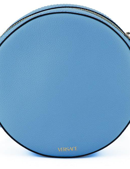 Versace Blue Calf Leather Round Disco Shoulder Bag - Ellie Belle