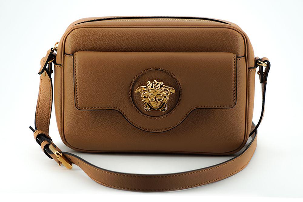 Versace Brown Calf Leather Camera Shoulder Bag - Ellie Belle