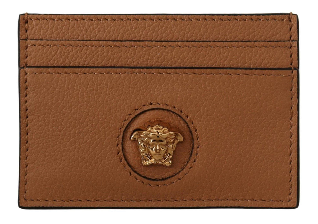 Versace Brown Calf Leather Card Holder Wallet - Ellie Belle