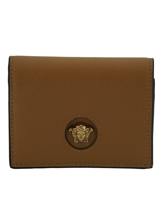 Versace Brown Calf Leather Compact Wallet - Ellie Belle