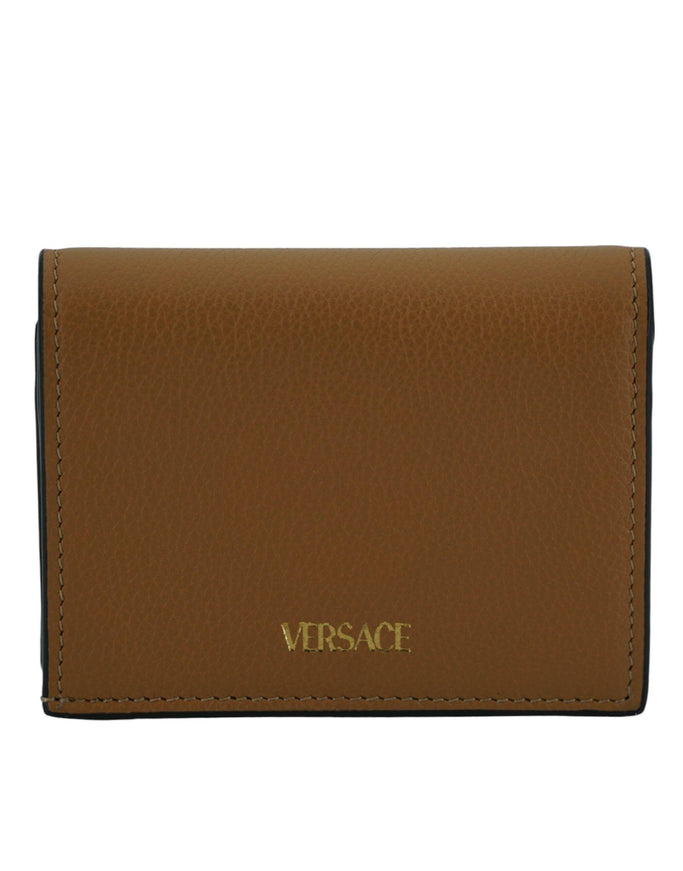 Versace Brown Calf Leather Compact Wallet - Ellie Belle