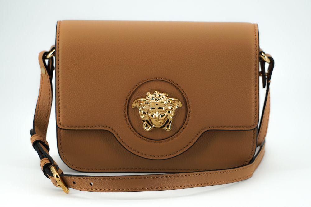 Versace Brown Calf Leather Shoulder Bag - Ellie Belle