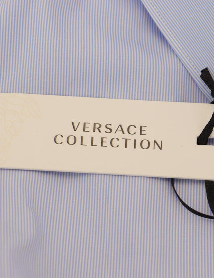 Versace Collection Light Blue Cotton Formal Men Shirt - Ellie Belle
