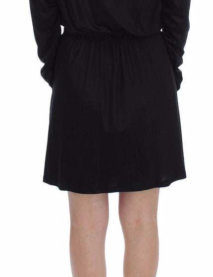 Versace Jeans Black Modal Silk Shift Knee Dress - Ellie Belle