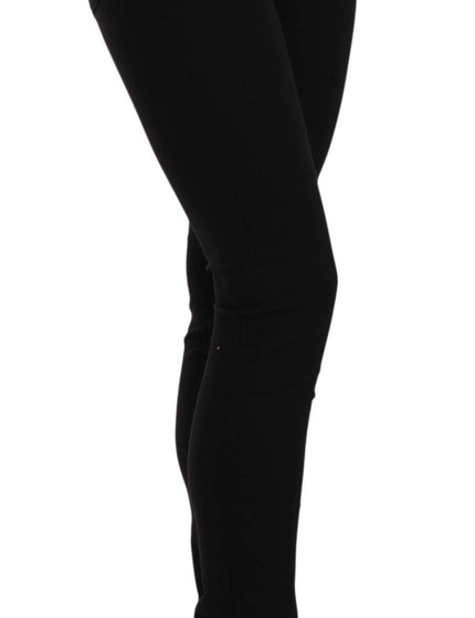 Versace Jeans Black Tiger Logo Gabardine Stretch Slim-Fit Pant - Ellie Belle