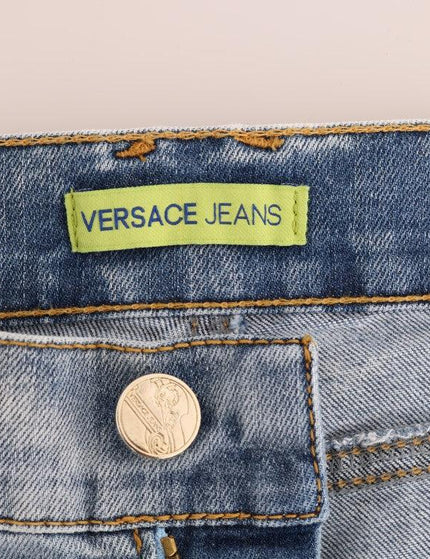 Versace Jeans Blue Wash Torn Stretch Slim Fit Jeans - Ellie Belle