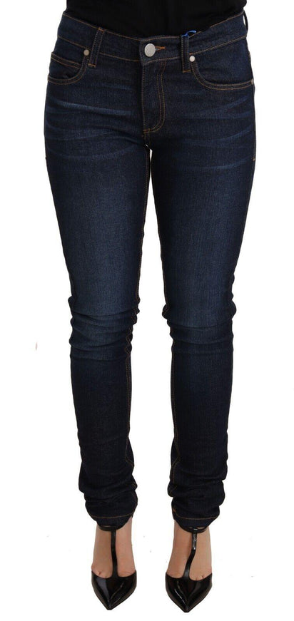 Versace Jeans Dark Blue Cotton Low Waist Skinny Denim Jeans - Ellie Belle