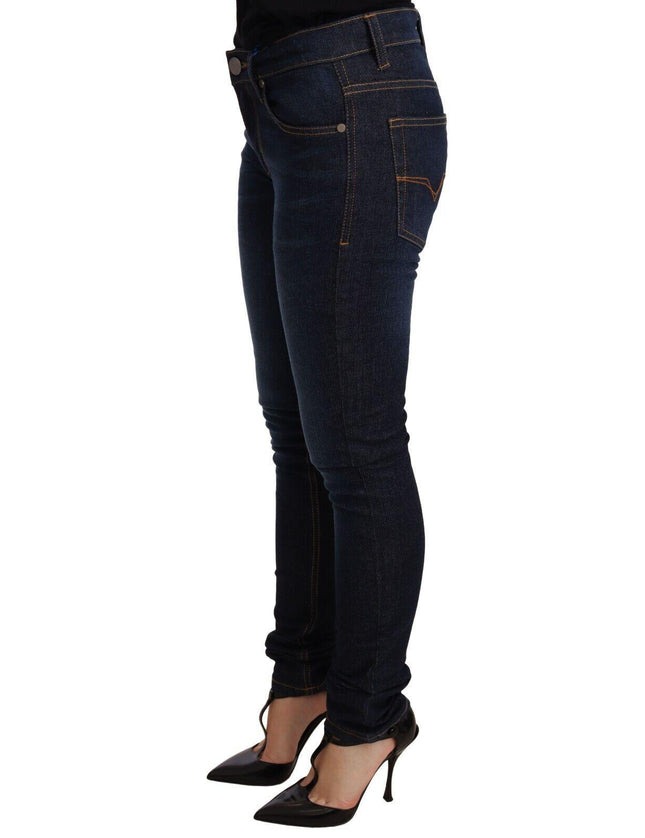 Versace Jeans Dark Blue Cotton Low Waist Skinny Denim Jeans - Ellie Belle