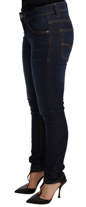 Versace Jeans Dark Blue Cotton Low Waist Skinny Denim Jeans - Ellie Belle