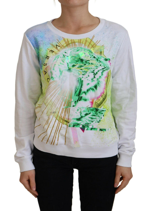 Versace Jeans White Graphic Print Long Sleeves Sweater - Ellie Belle