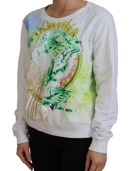 Versace Jeans White Graphic Print Long Sleeves Sweater - Ellie Belle