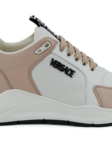 Versace Light Pink and White Calf Leather Sneakers - Ellie Belle