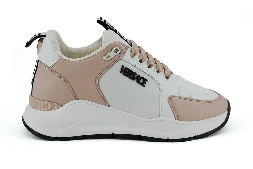 Versace Light Pink and White Calf Leather Sneakers - Ellie Belle