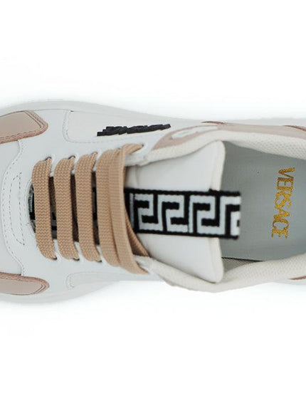 Versace Light Pink and White Calf Leather Sneakers - Ellie Belle