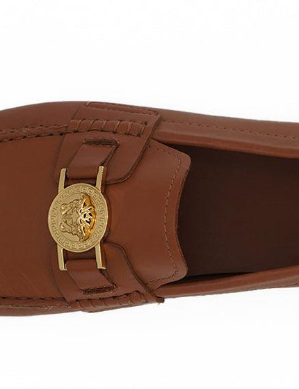 Versace Natural Brown Calf Leather Loafers Shoes - Ellie Belle