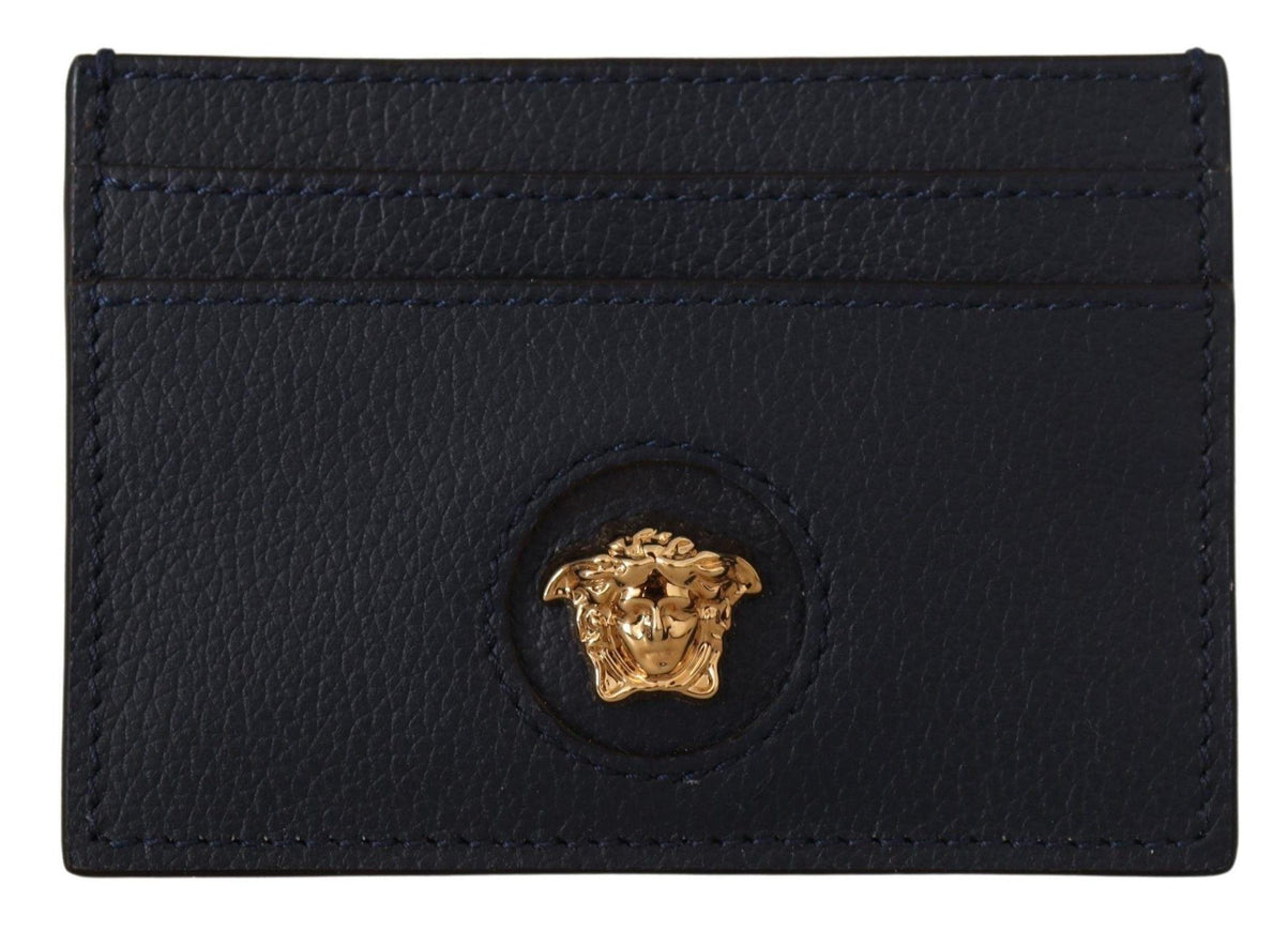 Versace Navy Blue Calf Leather Card Holder Wallet - Ellie Belle