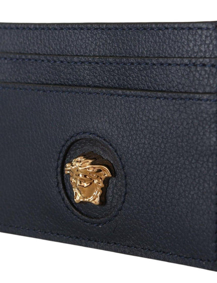 Versace Navy Blue Calf Leather Card Holder Wallet - Ellie Belle