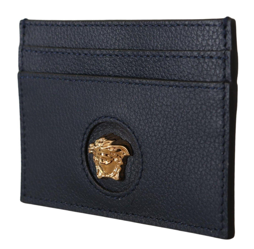 Versace Navy Blue Calf Leather Card Holder Wallet - Ellie Belle