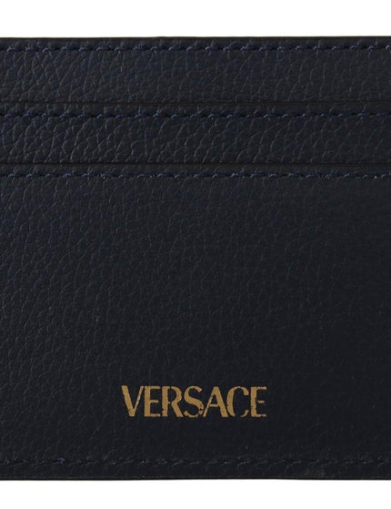 Versace Navy Blue Calf Leather Card Holder Wallet - Ellie Belle