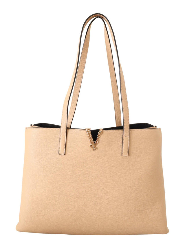 Versace Nude Calf Leather Tote Shoulder & Handbag - Ellie Belle