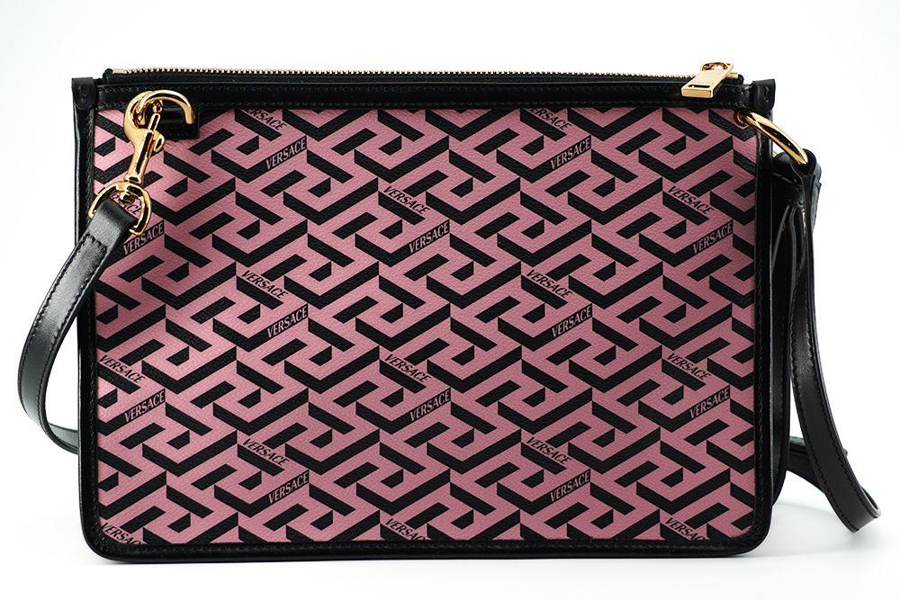 Versace Pink Calf Leather Greca Shoulder Bag - Ellie Belle