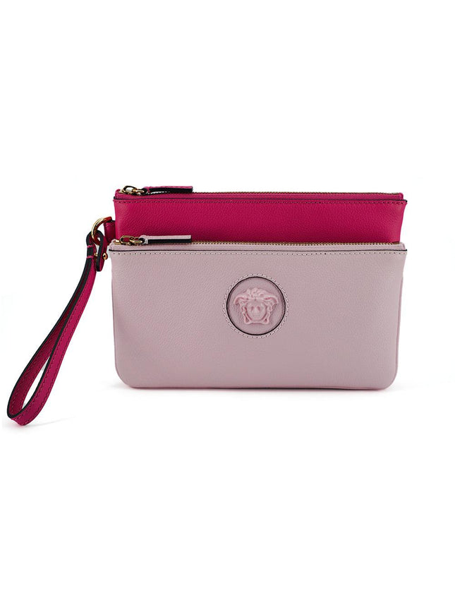 Versace Pink Calf Leather Pouch Bag - Ellie Belle