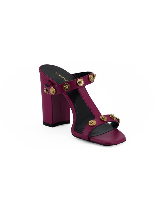 Versace Purple Calf Leather High Heel Sandals - Ellie Belle