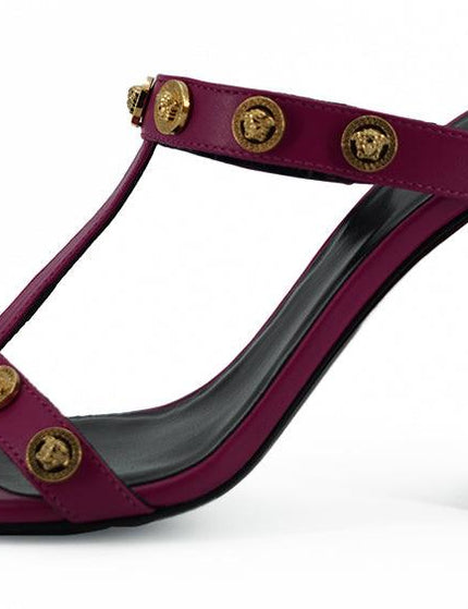 Versace Purple Calf Leather High Heel Sandals - Ellie Belle