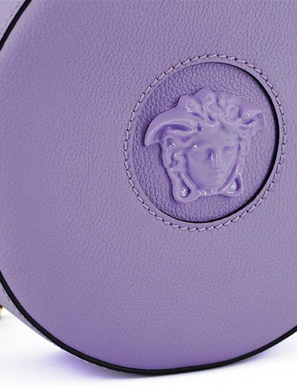 Versace Purple Calf Leather Round Disco Shoulder Bag - Ellie Belle