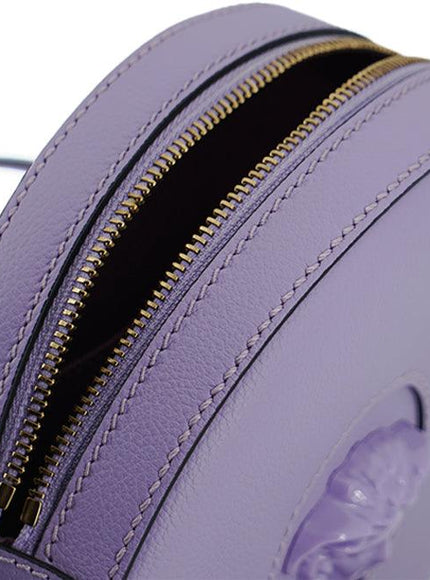 Versace Purple Calf Leather Round Disco Shoulder Bag - Ellie Belle