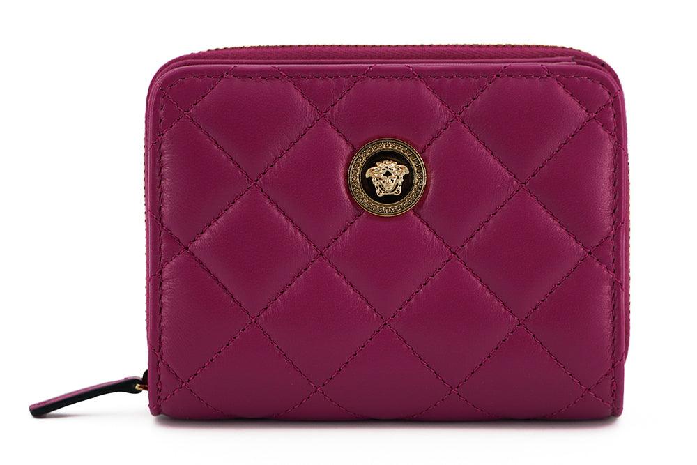 Versace Purple Nappa Leather Bifold Zip Around Wallet & Card Case - Ellie Belle