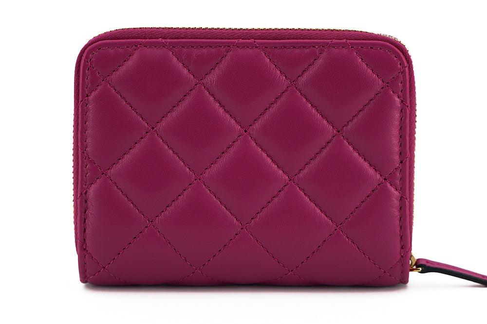 Versace Purple Nappa Leather Bifold Zip Around Wallet & Card Case - Ellie Belle