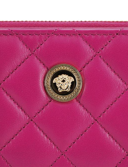 Versace Purple Nappa Leather Bifold Zip Around Wallet & Card Case - Ellie Belle