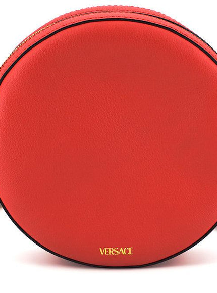 Versace Red Calf Leather Round Disc Shoulder Bag - Ellie Belle