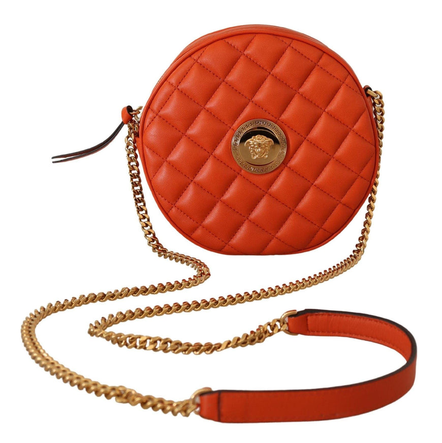 Versace Red Nappa Leather Medusa Round Crossbody Bag - Ellie Belle