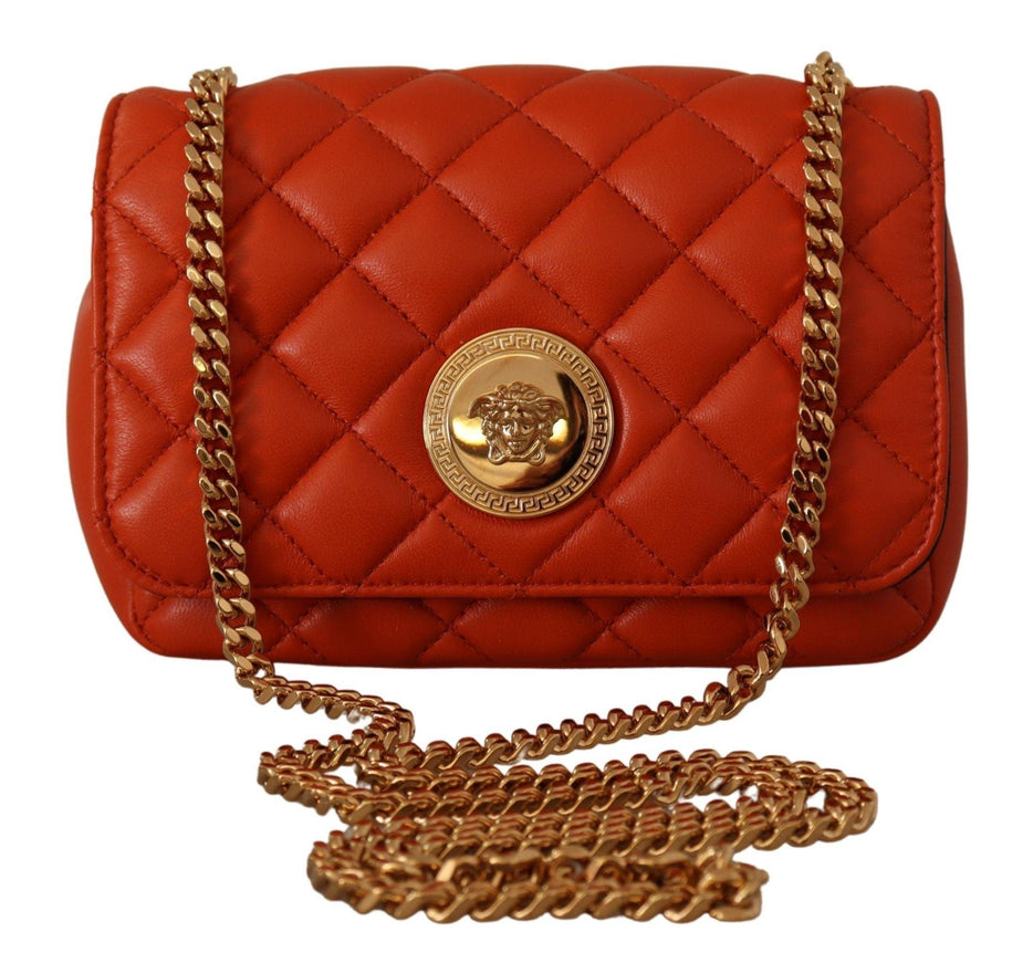 Versace Red Nappa Leather Medusa Small Crossbody Bag - Ellie Belle