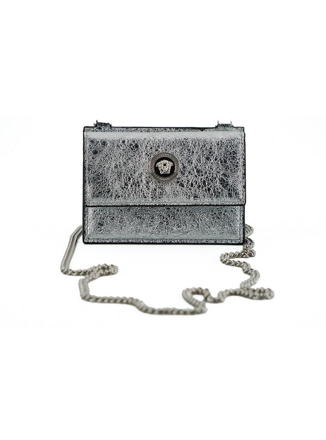 Versace Silver Leather Neck Wearing Card Case - Ellie Belle