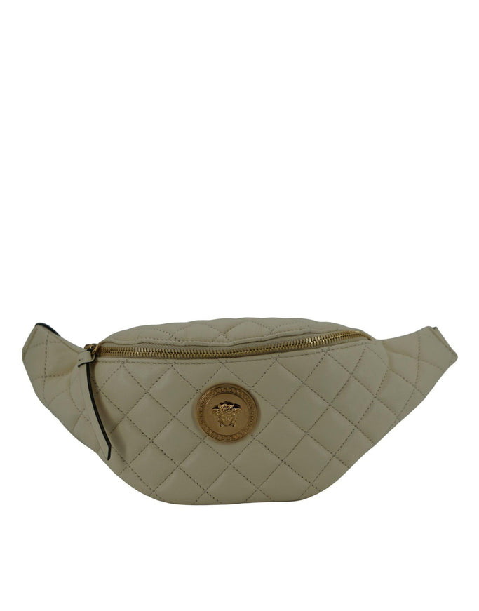 Versace White Lamb Leather Belt Bag - Ellie Belle