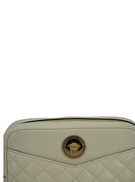 Versace White Lamb Leather Medium Camera Shoulder Bag - Ellie Belle