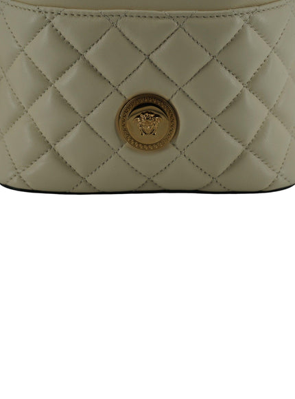 Versace White Lamb Leather Small Bucket Shoulder Bag - Ellie Belle