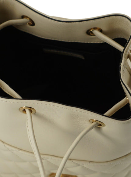 Versace White Lamb Leather Small Bucket Shoulder Bag - Ellie Belle