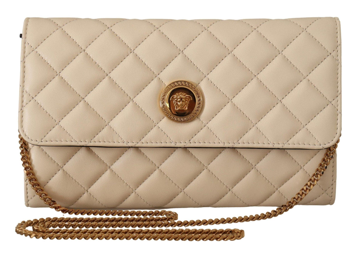 Versace White Nappa Leather Medusa Evening Bag - Ellie Belle