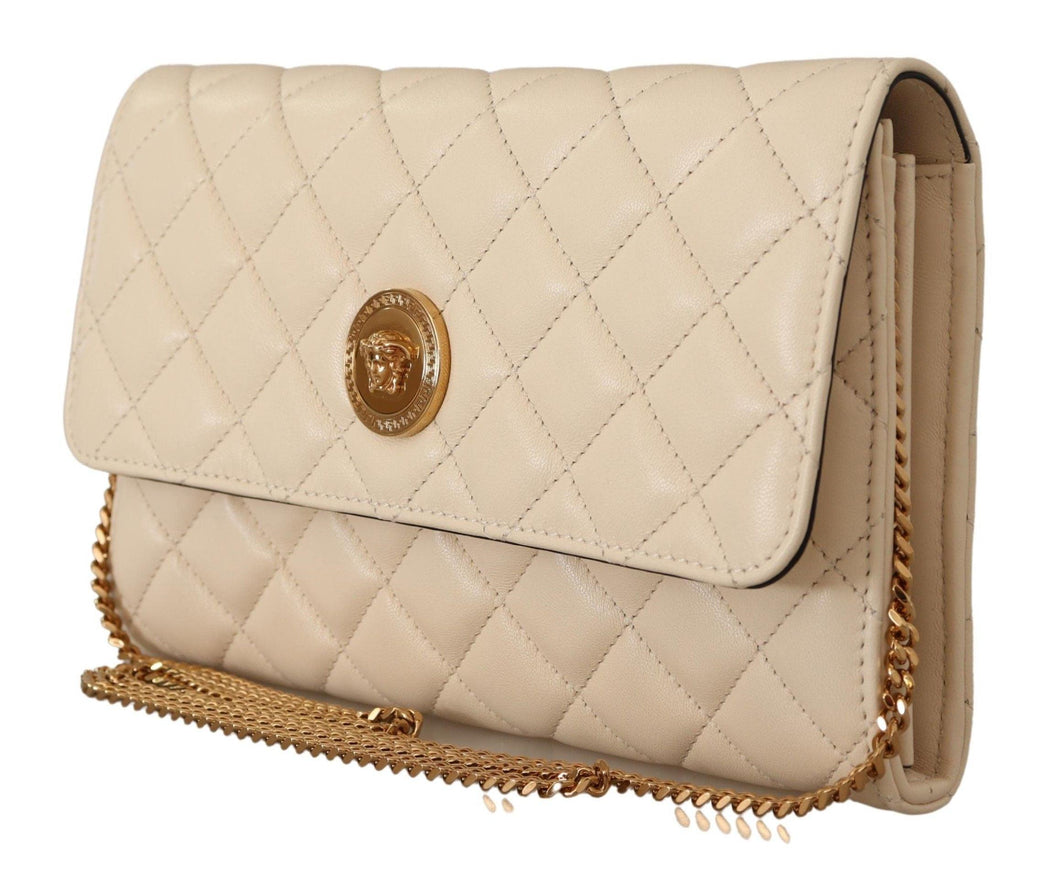 Versace White Nappa Leather Medusa Evening Bag - Ellie Belle