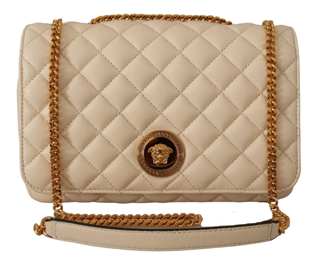 Versace White Nappa Leather Medusa Shoulder Bag - Ellie Belle