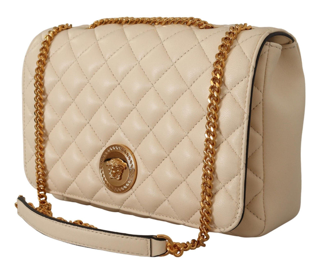 Versace White Nappa Leather Medusa Shoulder Bag - Ellie Belle