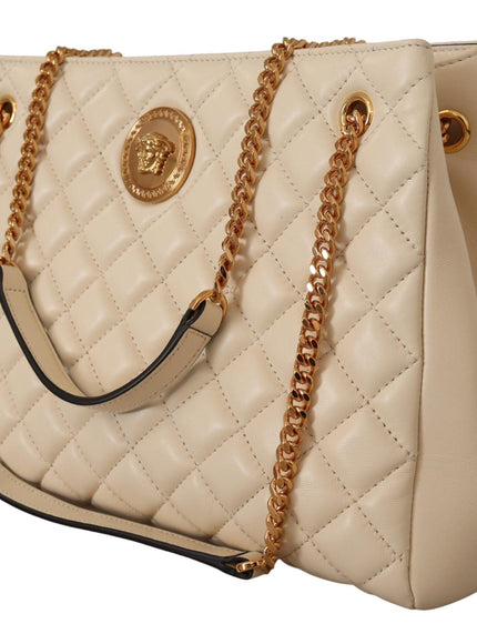 Versace White Nappa Leather Medusa Tote Bag - Ellie Belle